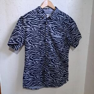 Sovereign code |Men's Zebra Print Shirt - Black and blue